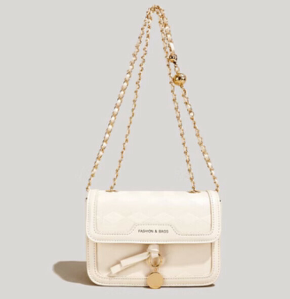 Hot push chain small square bag crossbody bag (white)