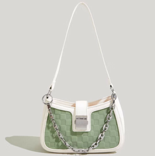 Hotly recommended fashionable baguette crossbody bag (white and green)