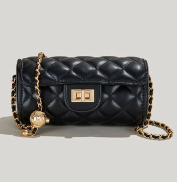 Hotly recommended fragrant rhombus chain crossbody bag (black)