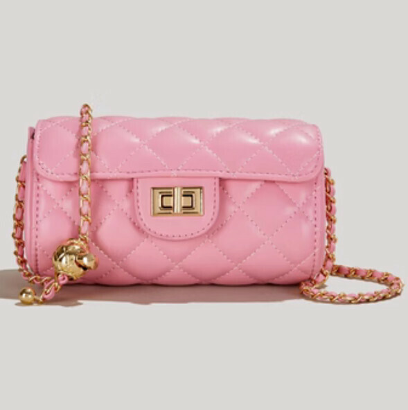 Hotly recommended fragrant rhombus chain crossbody bag (pink)