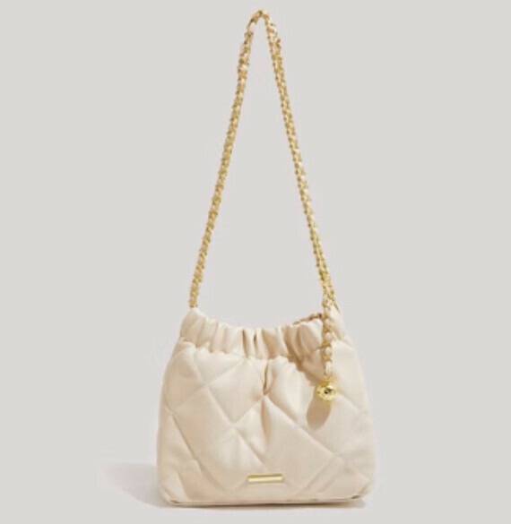 Hotly recommended rhombus bucket shoulder crossbody bag (off-white)