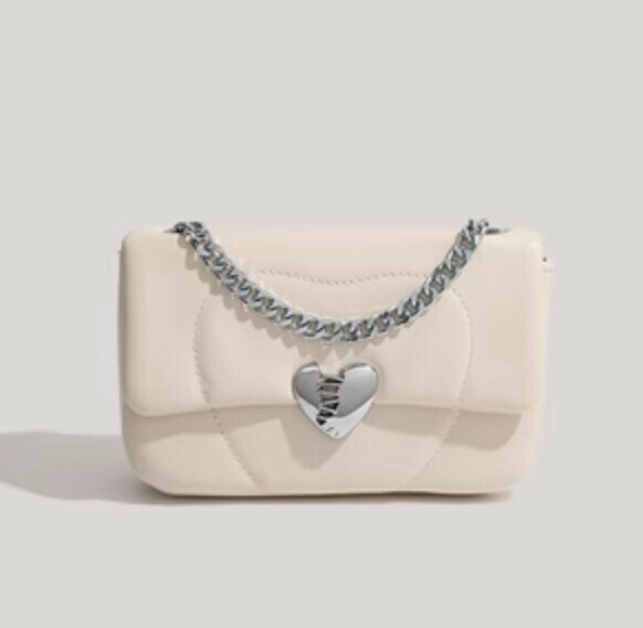 Hotly recommended chain love shoulder crossbody bag (off-white)