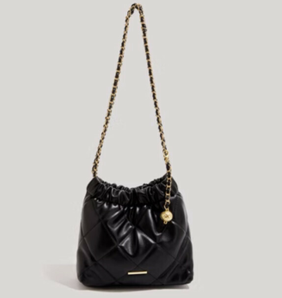 Hot Recommended Diamond Bucket Shoulder Crossbody Bag (Black)