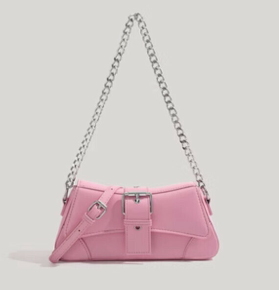 Popular chain shoulder crossbody bag (pink)