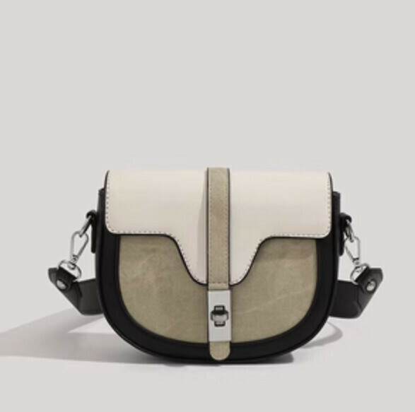 Hot Recommended Color Block Saddle Crossbody Bag (khaki)