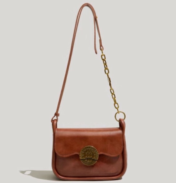 Popular commuting fashion crossbody small square bag (brown)