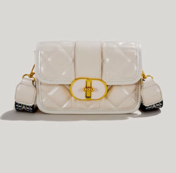 Hot waxed leather wide shoulder strap crossbody bag (off-white)