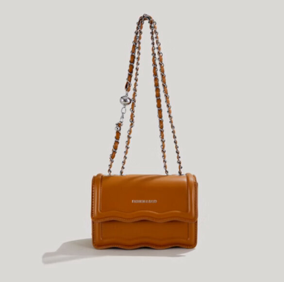 Hot push chain crossbody small square bag (brown)