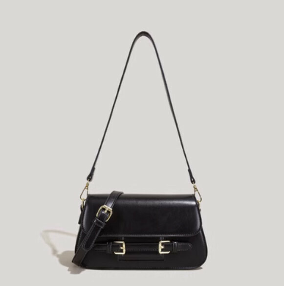 Hot Recommended Commuting Contrast Color Shoulder Crossbody Bag (Black)