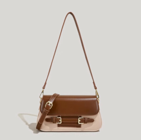 Popular Commuting Contrast Color Shoulder Crossbody Bag (Coffee Color)