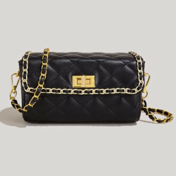 Hot recommended chain rhombus crossbody bag (black)