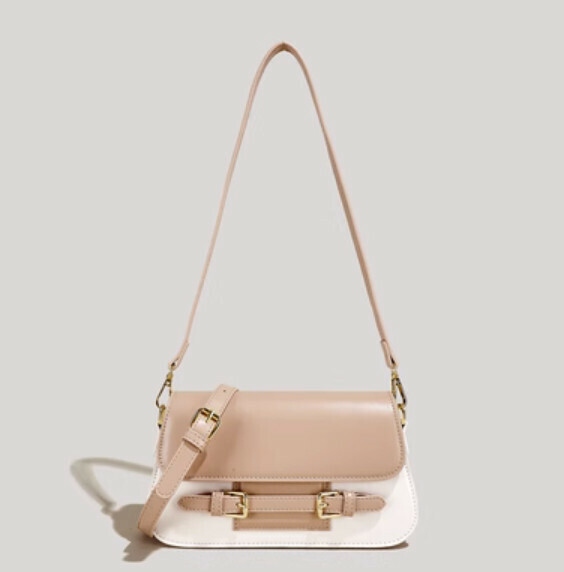 Popular Commuting Contrast Color Shoulder Crossbody Bag (khaki)