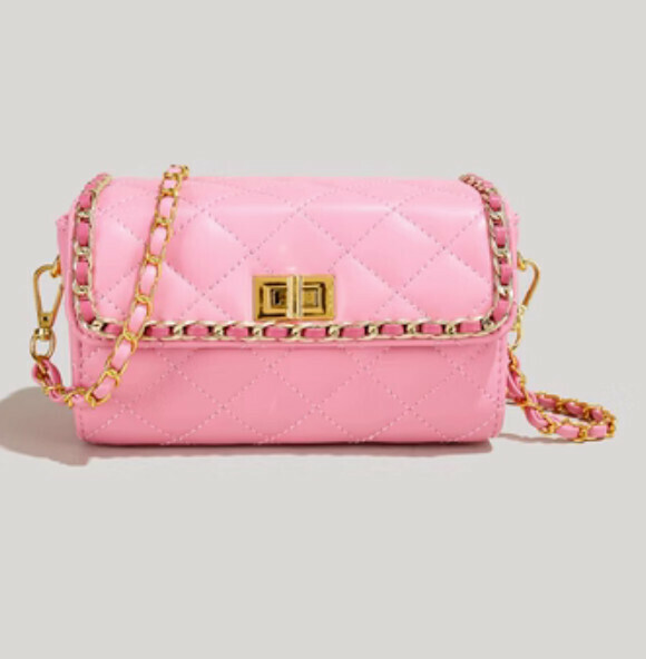 Hotly recommended chain rhombus crossbody bag (pink)