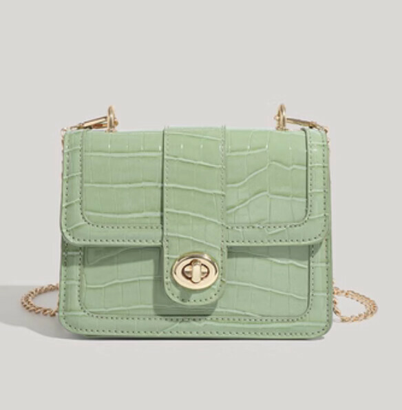 Hot recommended stone pattern crossbody small square bag (mint green)