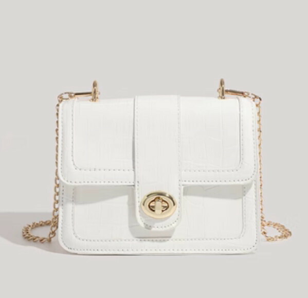 Popular stone pattern crossbody small square bag (elegant white)