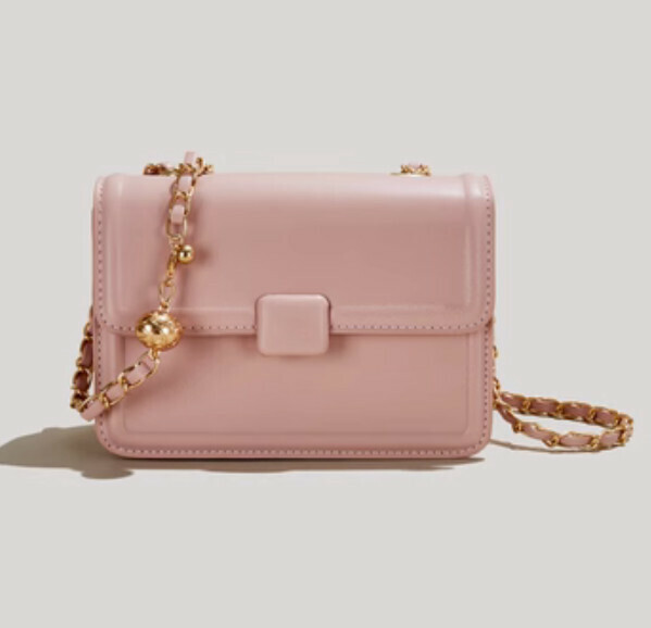 Popular chain shoulder crossbody small square bag (pink)