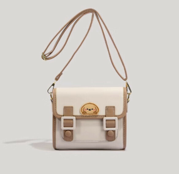 Popular one-shoulder Cambridge crossbody bag (white with khaki)