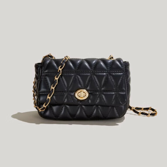 Hot Recommended Fashionable Diamond Chain Shoulder Crossbody Bag (Black)