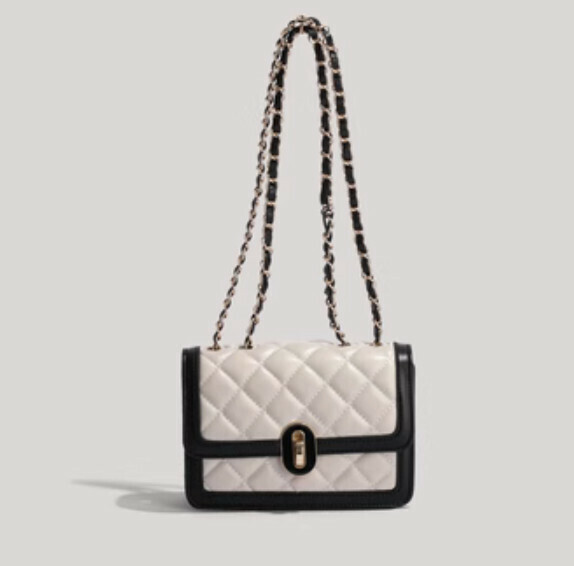 Popular trendy one-shoulder cross-body small square bag (white and black)