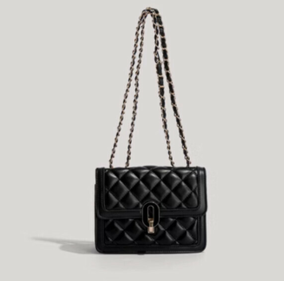 Hotly recommended fashionable one-shoulder cross-body small square bag (black)