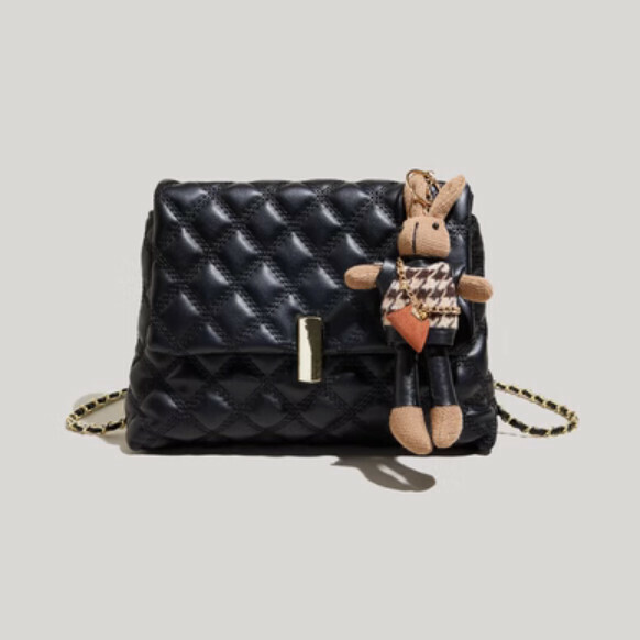 Hot Recommended Large Capacity Diamond Shoulder Crossbody Bag (Black)