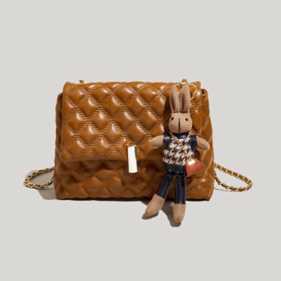 Hot Recommended Large Capacity Diamond Shoulder Crossbody Bag (Brown)