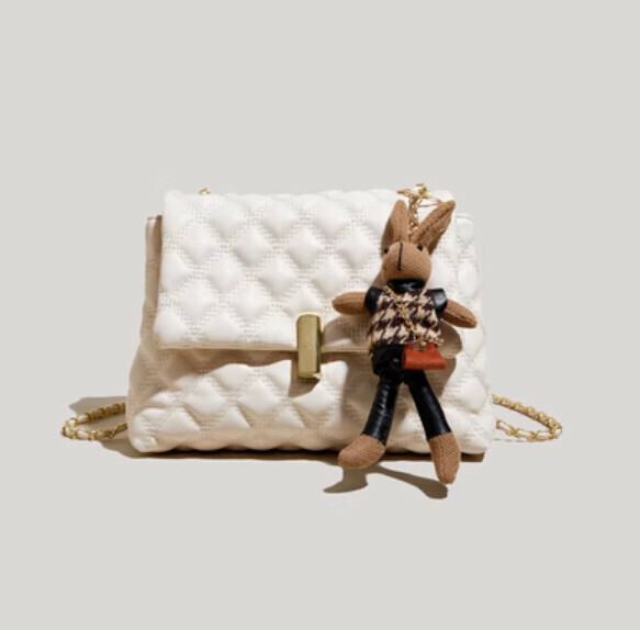 Hot Recommended Large Capacity Diamond Shoulder Crossbody Bag (White)