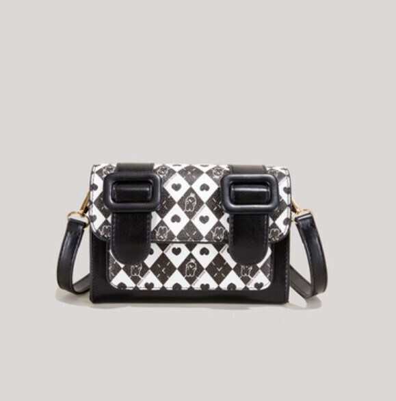 Hot Recommended Sweet Cambridge Crossbody Small Square Bag (Black)