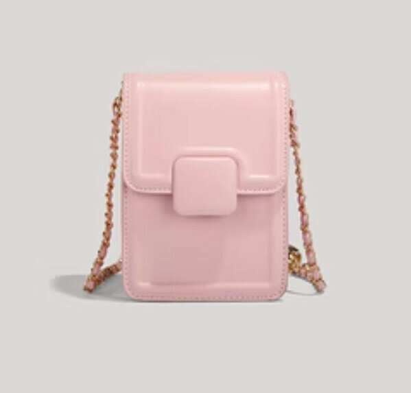 Popular mini chain shoulder crossbody bag (pink)