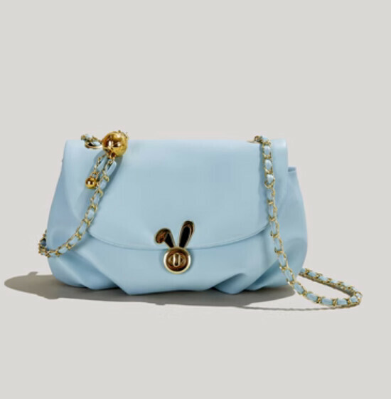 Popular Fashionable Pleated Shoulder Crossbody Bag (Blue)