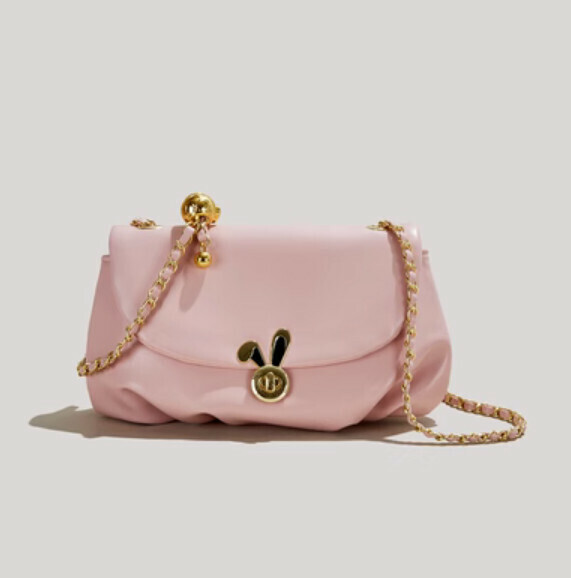 Hot trendy pleated one-shoulder crossbody bag (pink)