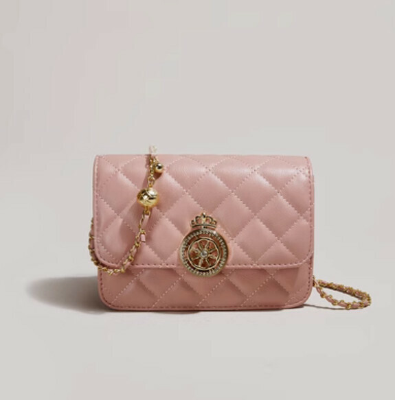 Popular small fragrant style rhombus versatile small square bag (pink)