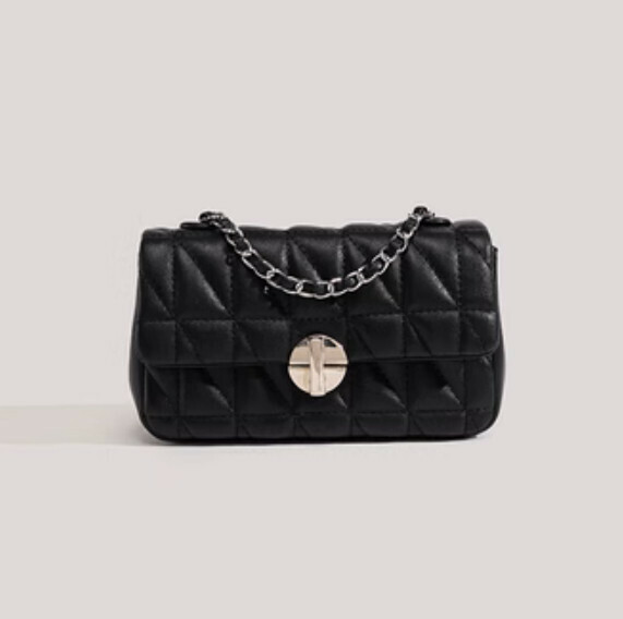 Popular crossbody commuting diamond square bag (black)