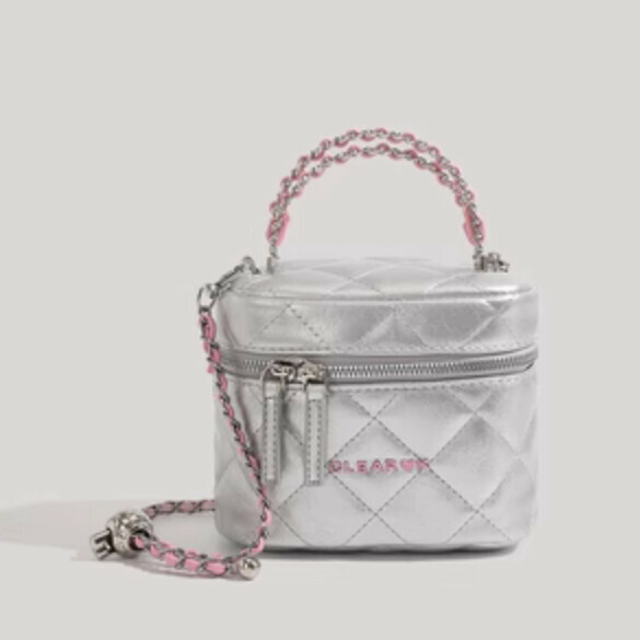 Hot style small fragrant chain portable cross-body bag (silver)