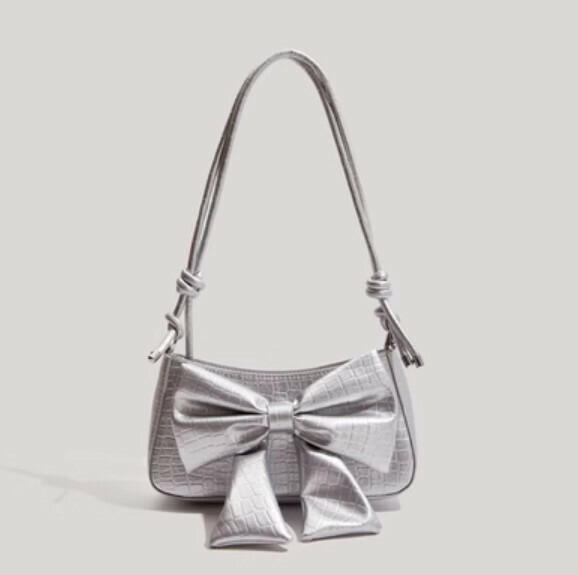 Hot style bow shoulder crossbody bag (silver)