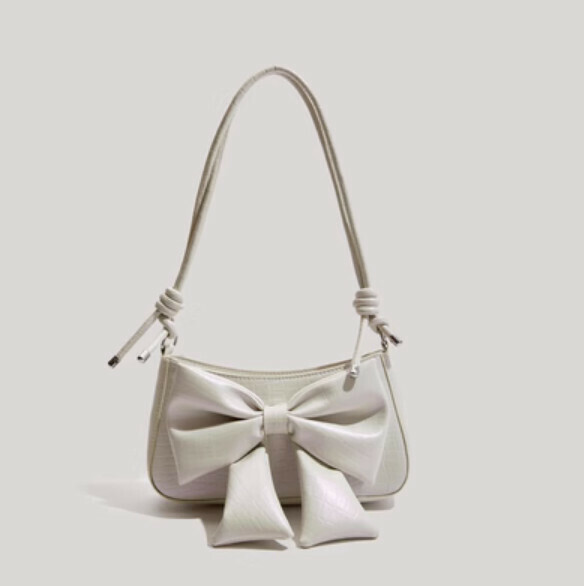 Hot style bow shoulder crossbody bag (off-white)
