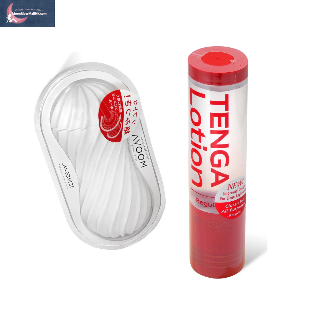 [高用量套裝] TENGA MOOVA 白色柔軟版 飛機杯 & 潤滑劑 Lotion x 1支