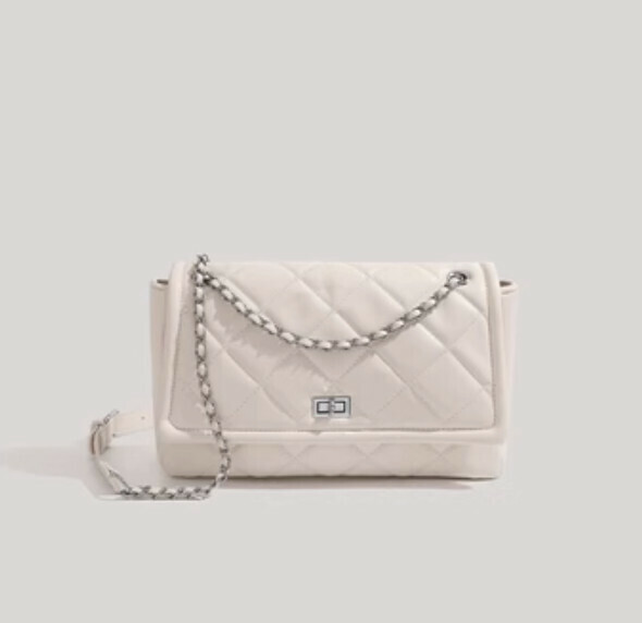 Hot style small rhombus style shoulder crossbody bag (off-white)