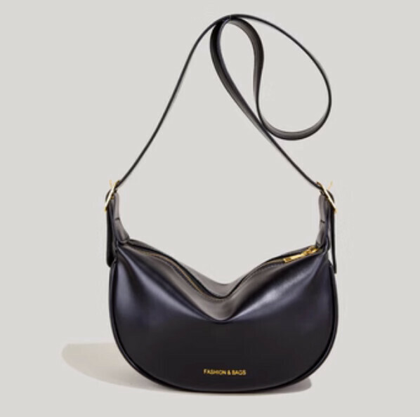 Popular crescent moon shoulder crossbody bag (black)