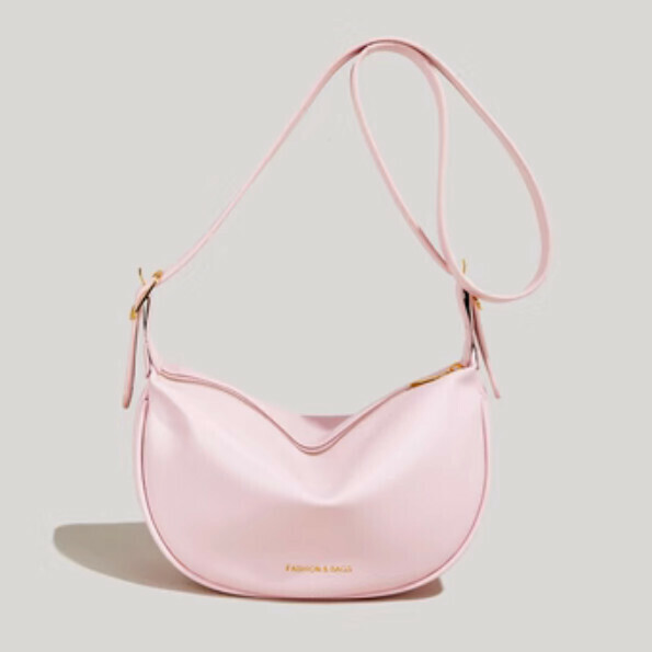 Popular crescent moon shoulder crossbody bag (pink)