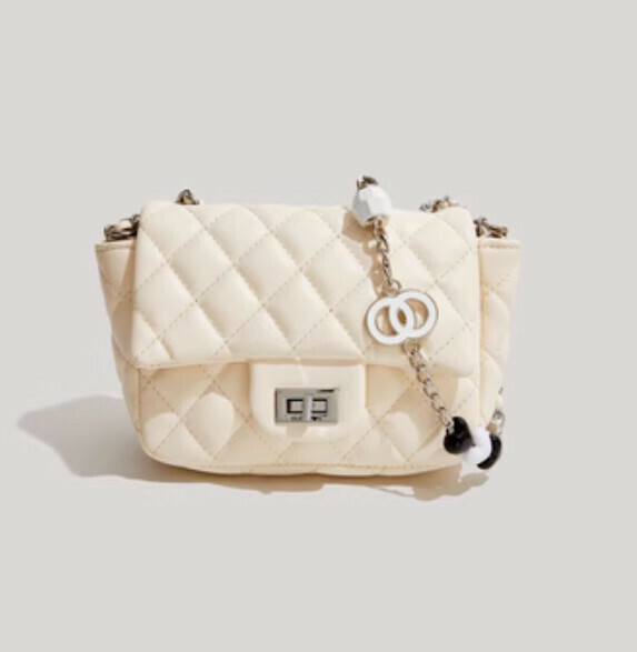 Hot style small fragrant shoulder crossbody bag (white vertical style)