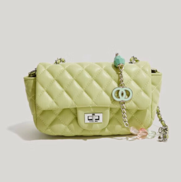 Hot style small fragrant shoulder crossbody bag (green horizontal style)