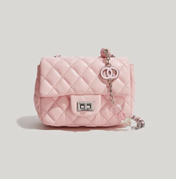 Hot style small fragrant shoulder crossbody bag (pink vertical style)