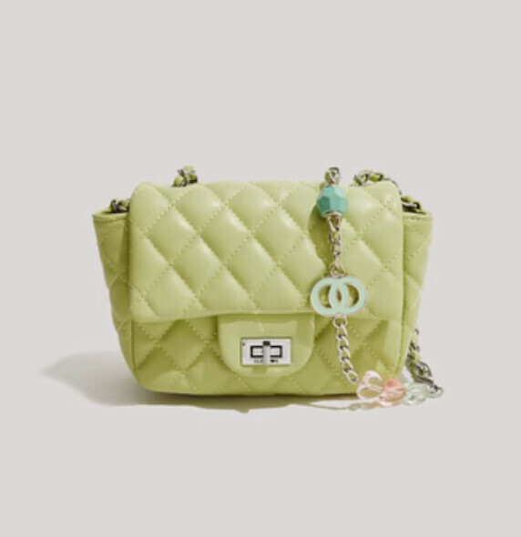 Hot style small fragrant shoulder crossbody bag (green vertical style)