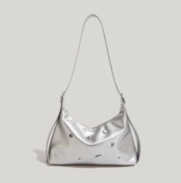 Popular large-capacity tote crossbody bag (silver)