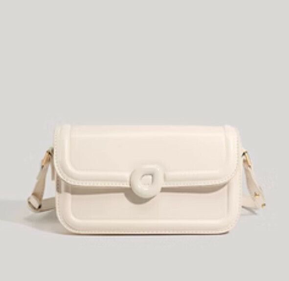 Popular pu leather shoulder and versatile crossbody bag (off-white)