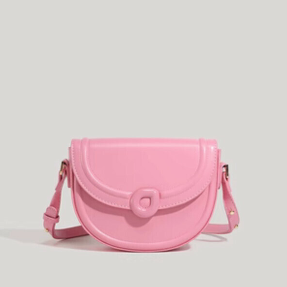 Popular pu leather shoulder crossbody saddle bag (rose red)