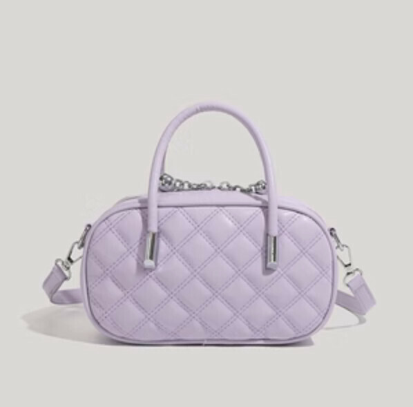 Popular pu leather diamond hand-held crossbody bag (purple)