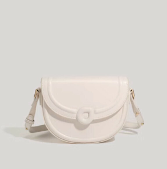 Popular pu leather shoulder crossbody saddle bag (off-white)