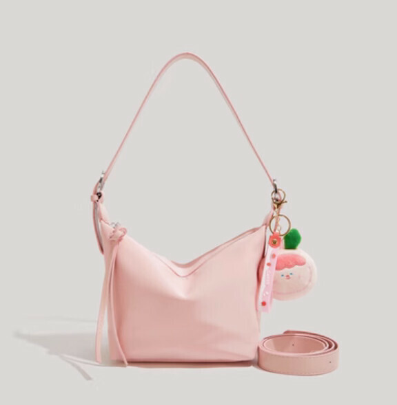 Popular nylon large-capacity tote shoulder crossbody bag (pink)